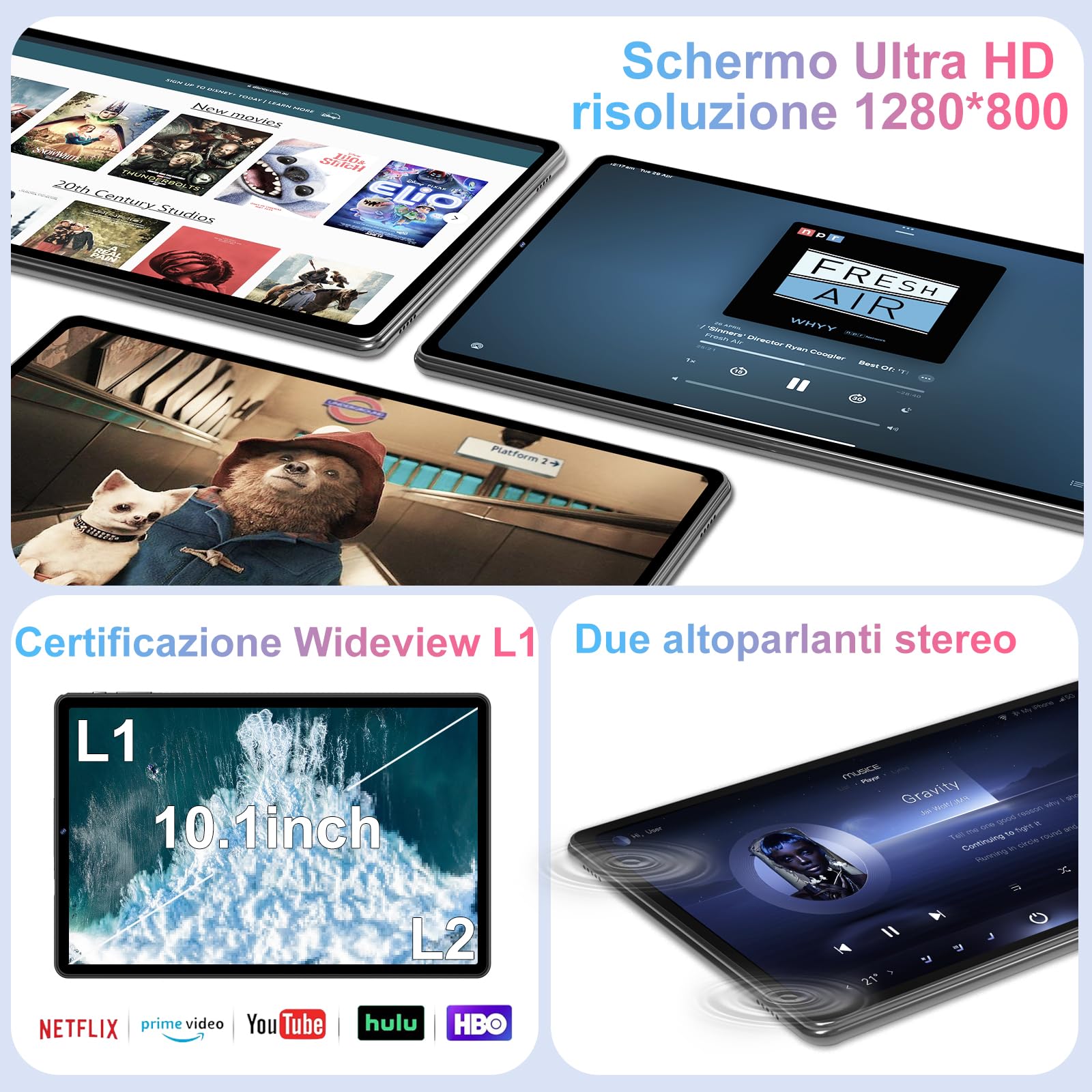 2026 Tablet 10 pollici Android 15, Gemini AI, octa-core ,20GB RAM + 128GB ROM(2 TB TF), Widevine L1, 1280 * 800 pixel,GMS, GPS, 5G Wi-Fi 6, BT 5.0, 6000 mAh, 5+8 MP, Face ID, Tablet 2-in-1 - Nero