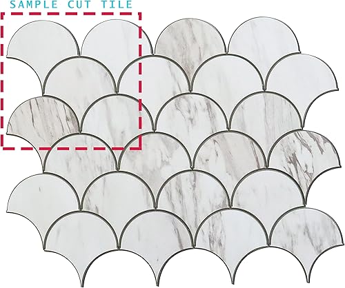 Miniatura 2 de Avant Decor  Escala de pescado compuesto de piedra  Azulejos de cocina para despegar y pegar  Azulejos de pared para pegar  Fácil instalación  5 x 5