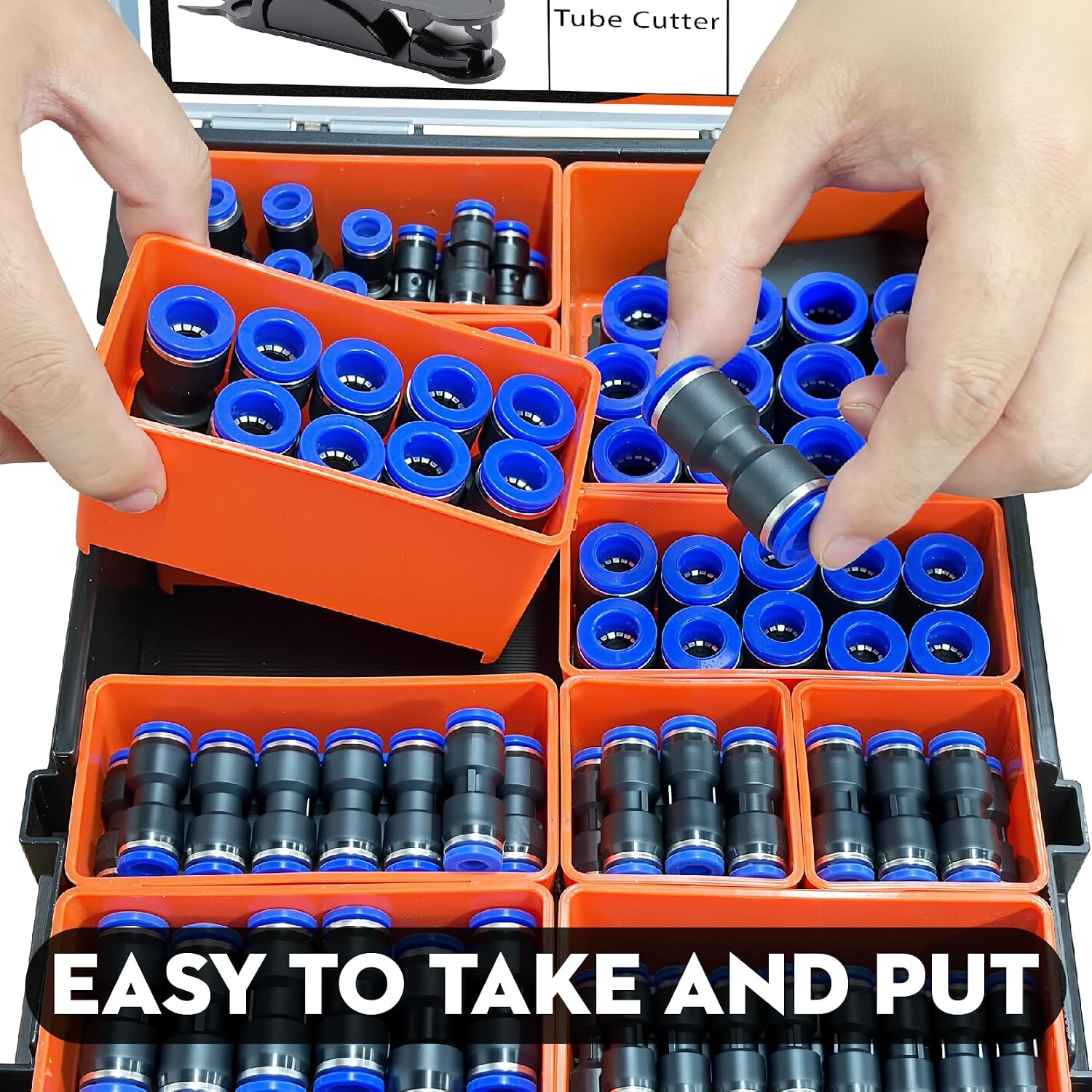 Fuzbaxy170PCS Pneumatic Push-to-Connect Fittings Kit, 1/8" 1/4" 3/8" 1/2" 5/16" NPT Air Hose Connectors with PG Reducer, PA66 Nylon Quick Coupler for Air Compressor, Spray Gun, Water Line & RO System