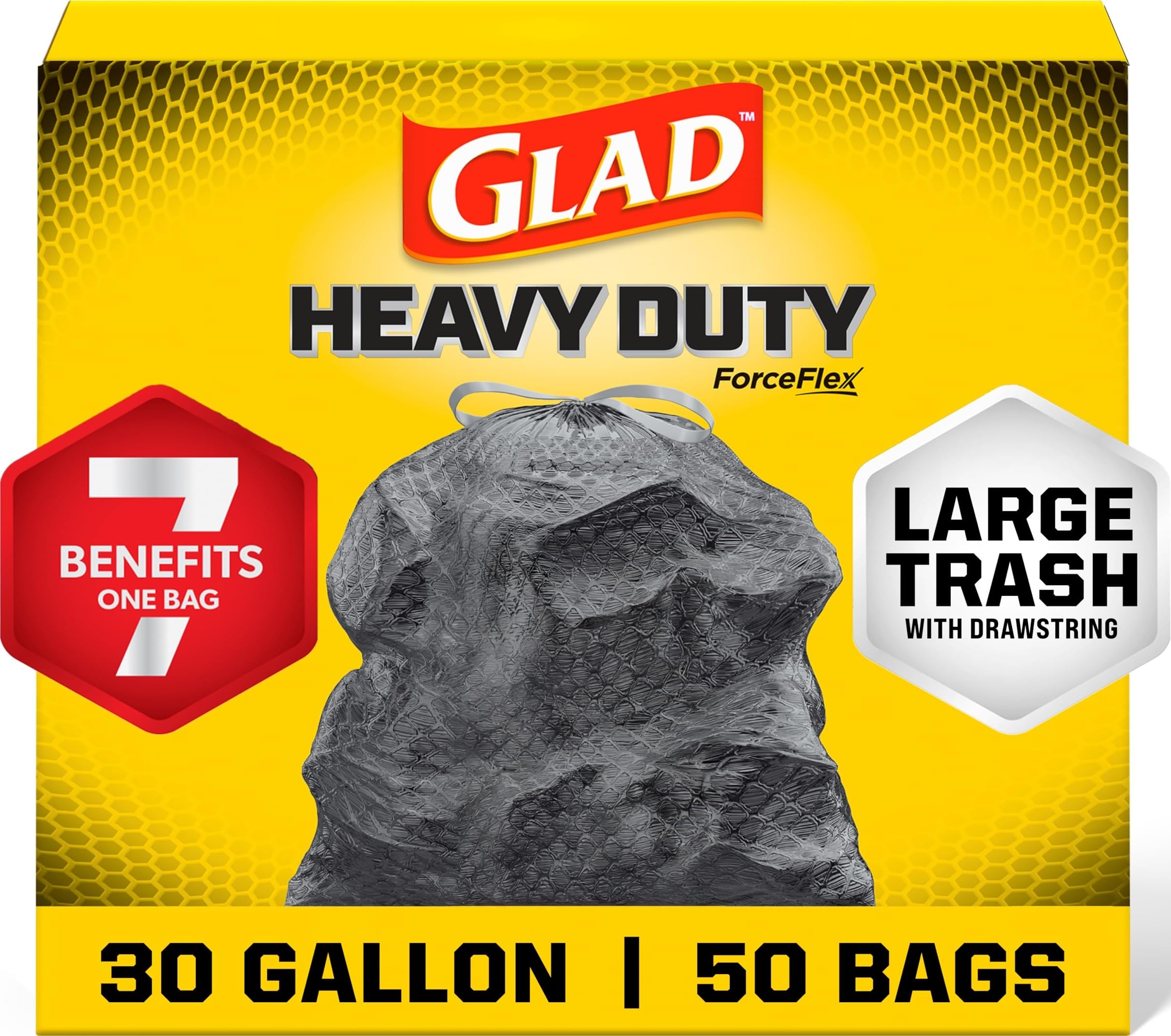 Glad ForceFlex Trash Bags - 50 Count, 30 Gallon -1 Glad ForceFlex Trash Bags - 50 Count, 30 Gallon -1