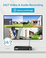 Vista 6 de ZOSI Sistema de cámara PoE de seguridad 4K con audio, NVR H.265+ de 8 canales con disco duro de 2 TB para grabación 247, 8 cámaras IP PoE de 8 MP