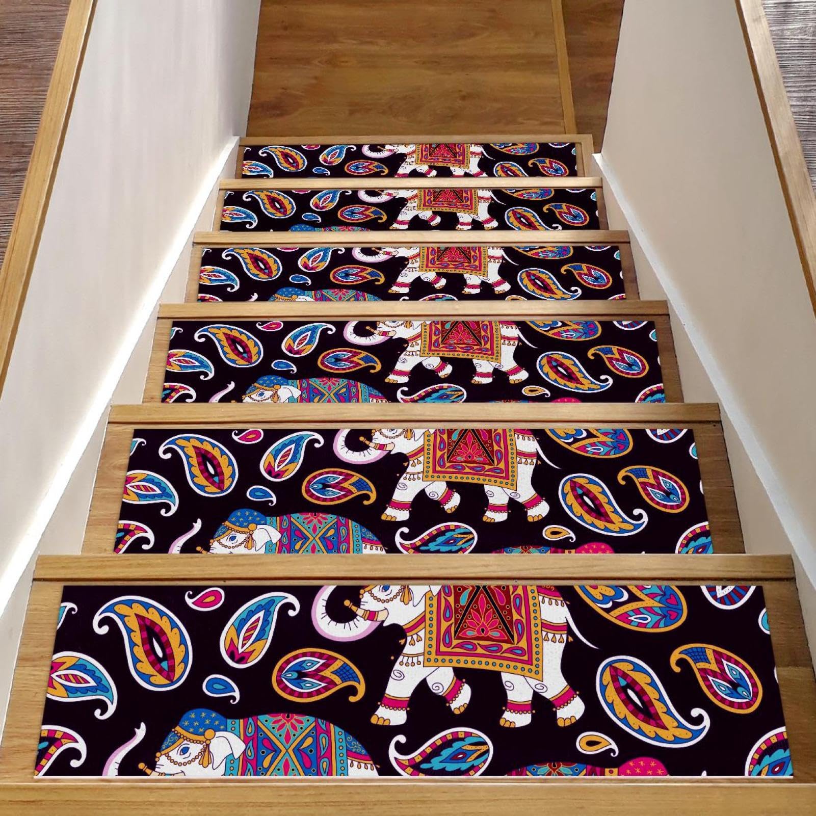Alfombras para escalones de madera en pack de 15 piezas de 76x20 cm para escaleras interiores