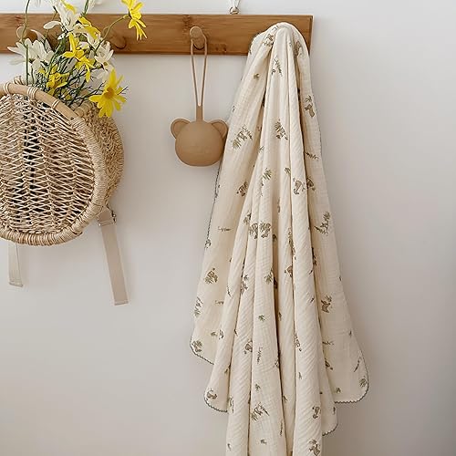 Vista 64 de BuLuTu Mantas de muselina para bebés, niños y niñas, 100% algodón, manta reversible para bebé, manta para cuna, suave, transpirable