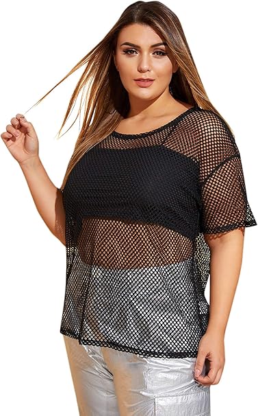 plus size fishnet shirt
