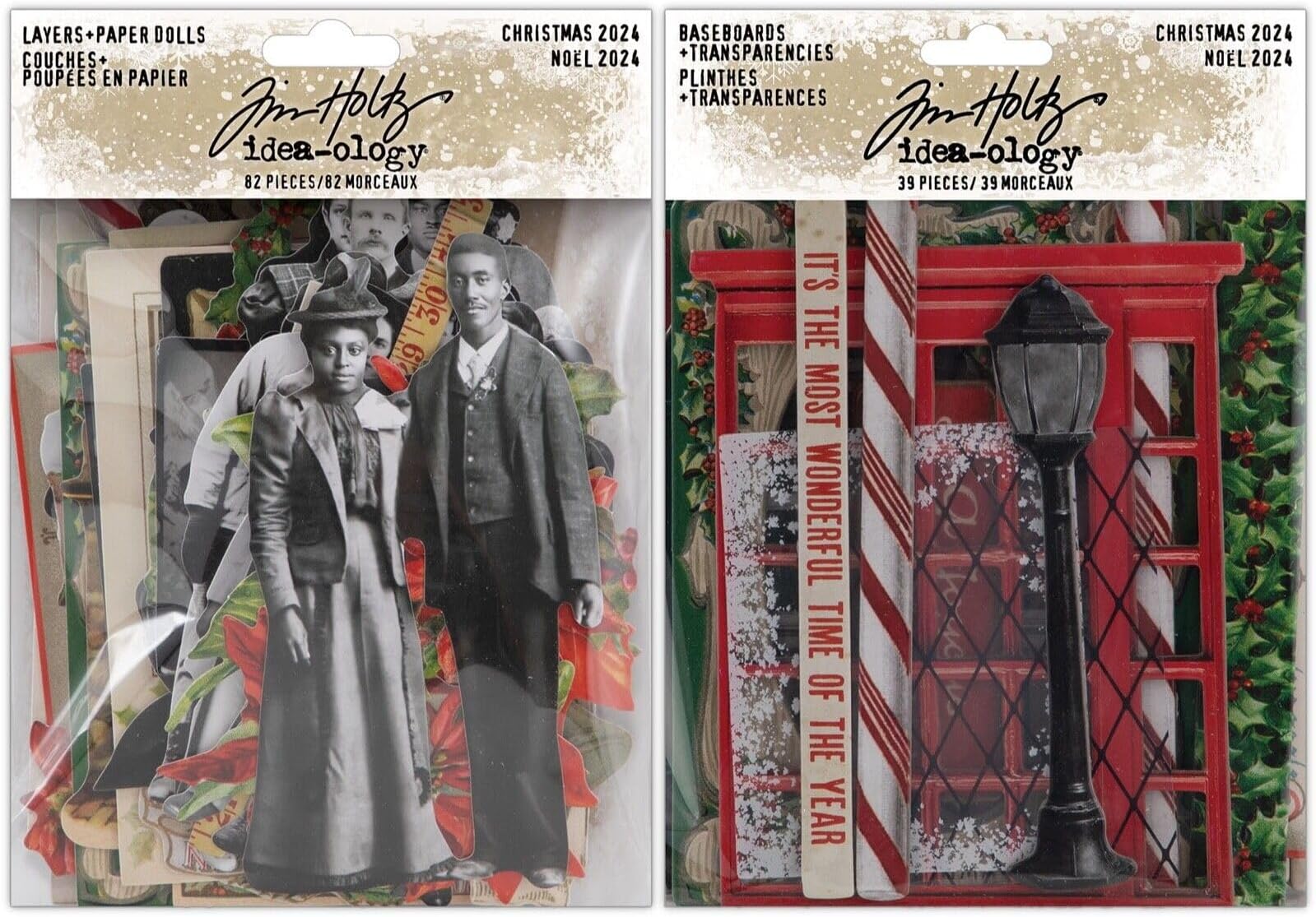 Tim Holtz Idea-ologyChristmas 2024 - Layers+Paper Dolls, Baseboards+Transparencies - 2 Item Bundle