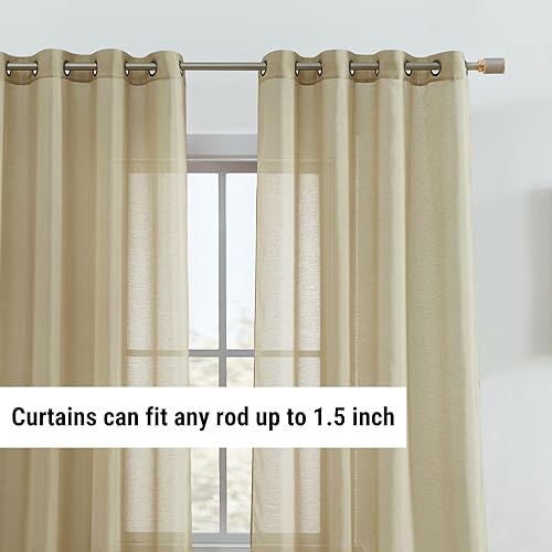 Miniatura 3 de HLC.ME - 2 paneles de cortina de velo traslúcido con ojales de 45, 63, 72, 84, 90, 95, 108 pulgadas de largo