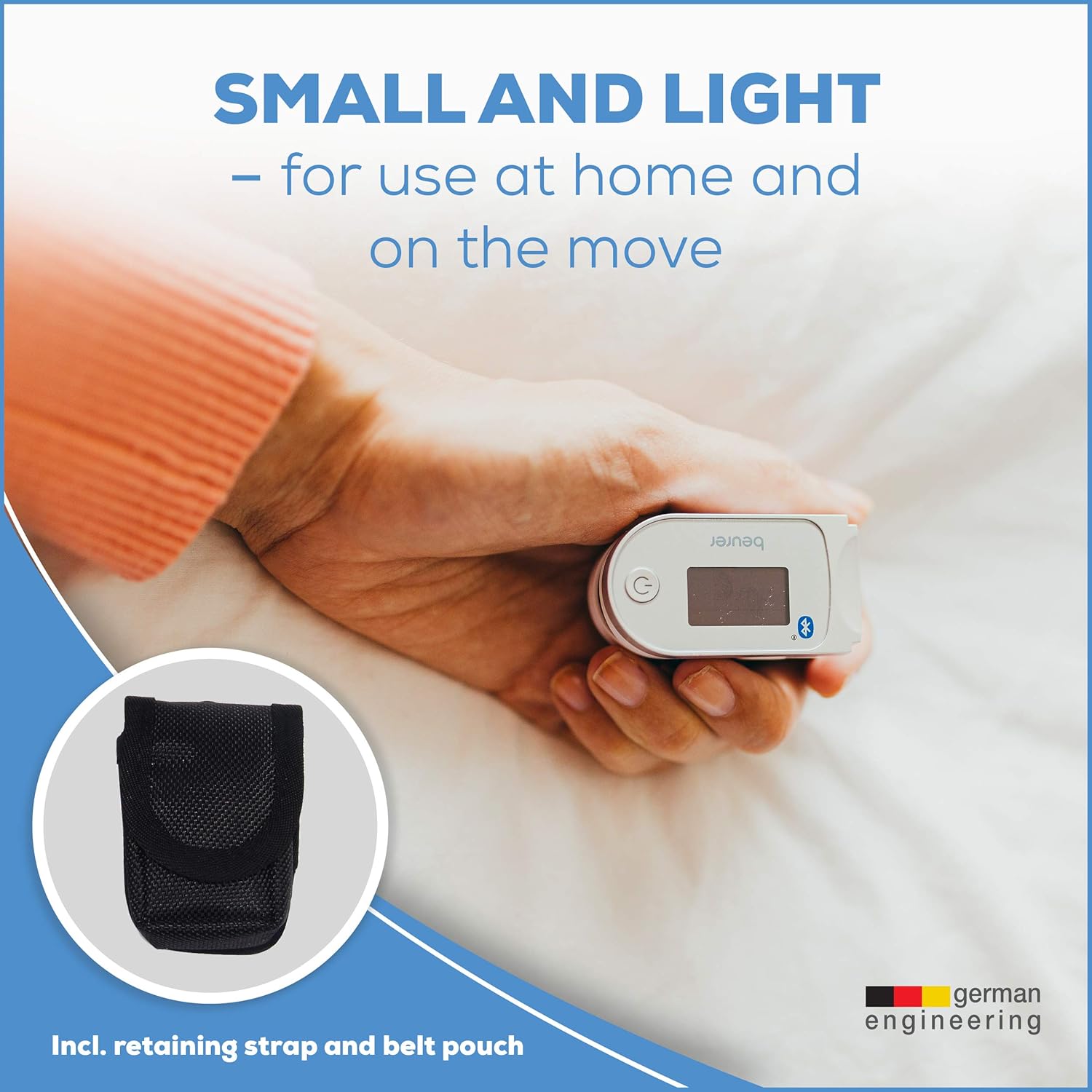 Beurer Bluetooth Digital fingertip Pulse Oximeter, Blood Oxygen Saturation & Pulse Rate Monitor with Accessories, 1 Count : Health & Household