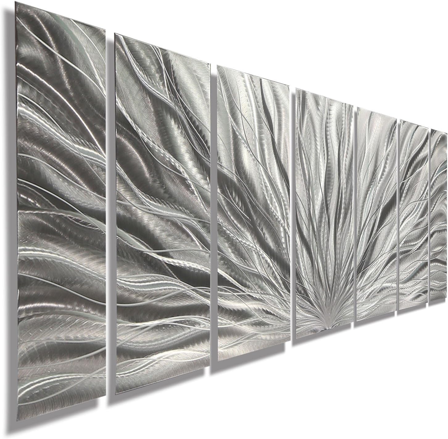 Statements2000 Contemporary Metal Art Large Aluminum Wall Art, Modern Abstract Metal Wall Art, Indoor Outdoor Artwork For Walls - Silver Plumage By Jon Allen : Home & Kitchen