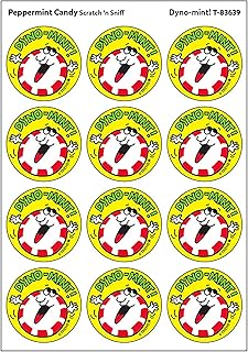 Dyno-Mint!/Peppermint Candy Scent Retro Scratch 'n Sniff Stinky Stickers by TREND; 24 Seals/Pack - Authentic 1980s Designs!