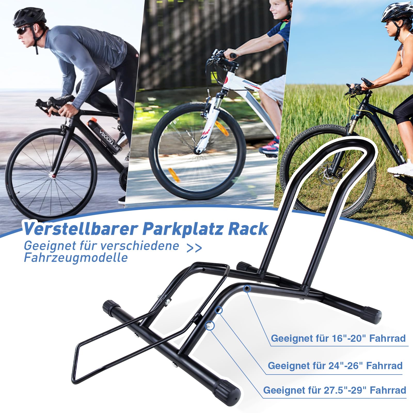 Lot de 2 Supports Réglables Professionnels en Acier pour Vélos - Stable pour VTT, Électriques et de Route de 20 à 29" (Noir-2 supports de vélo, Convient aux vélos de 20 à 29 pouces)