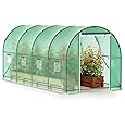 Best Choice Products 15x7x7ft Walk-in Greenhouse Tunnel, Garden Accessory Tent for Backyard, Home Gardening w/ 8 Roll-Up Windows, Zippered Door