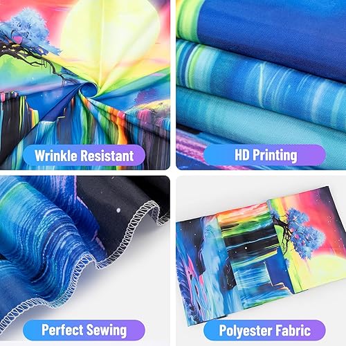 Miniatura 6 de Tapiz bohemio para colgar en la pared para dormitorio, estético, bohemio, vintage, años 70, arcoíris, sol, para sala de estar, retro, hippie, puesta