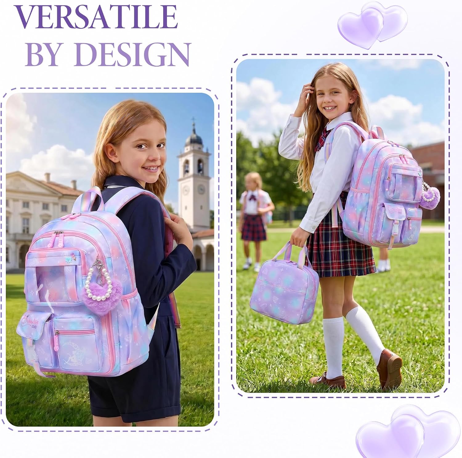 Alrisg Girls Backpack School Bookbag Kids