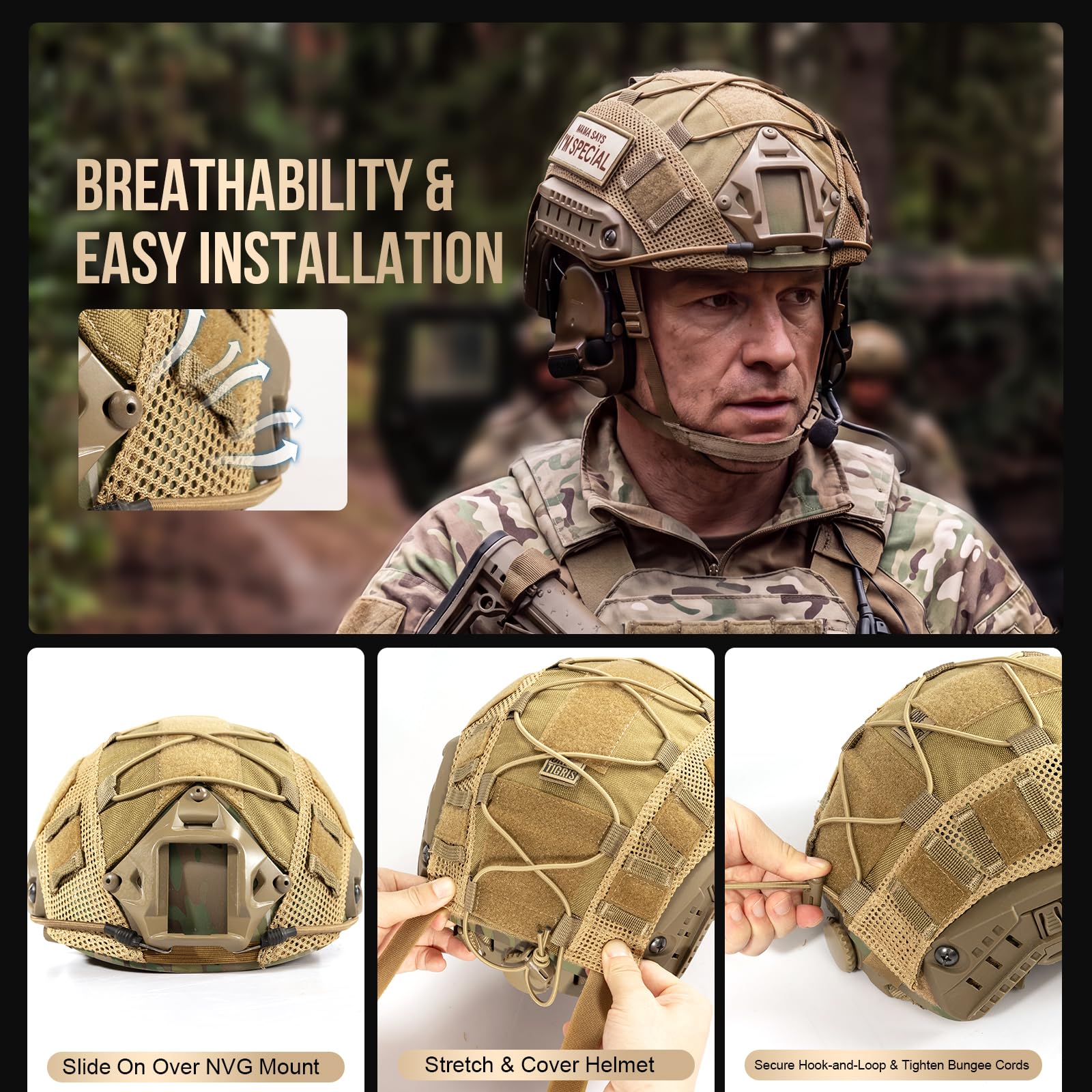 Amazon.co.jp: OneTigrisマルチカムヘルメットカバー ヘルメットなし