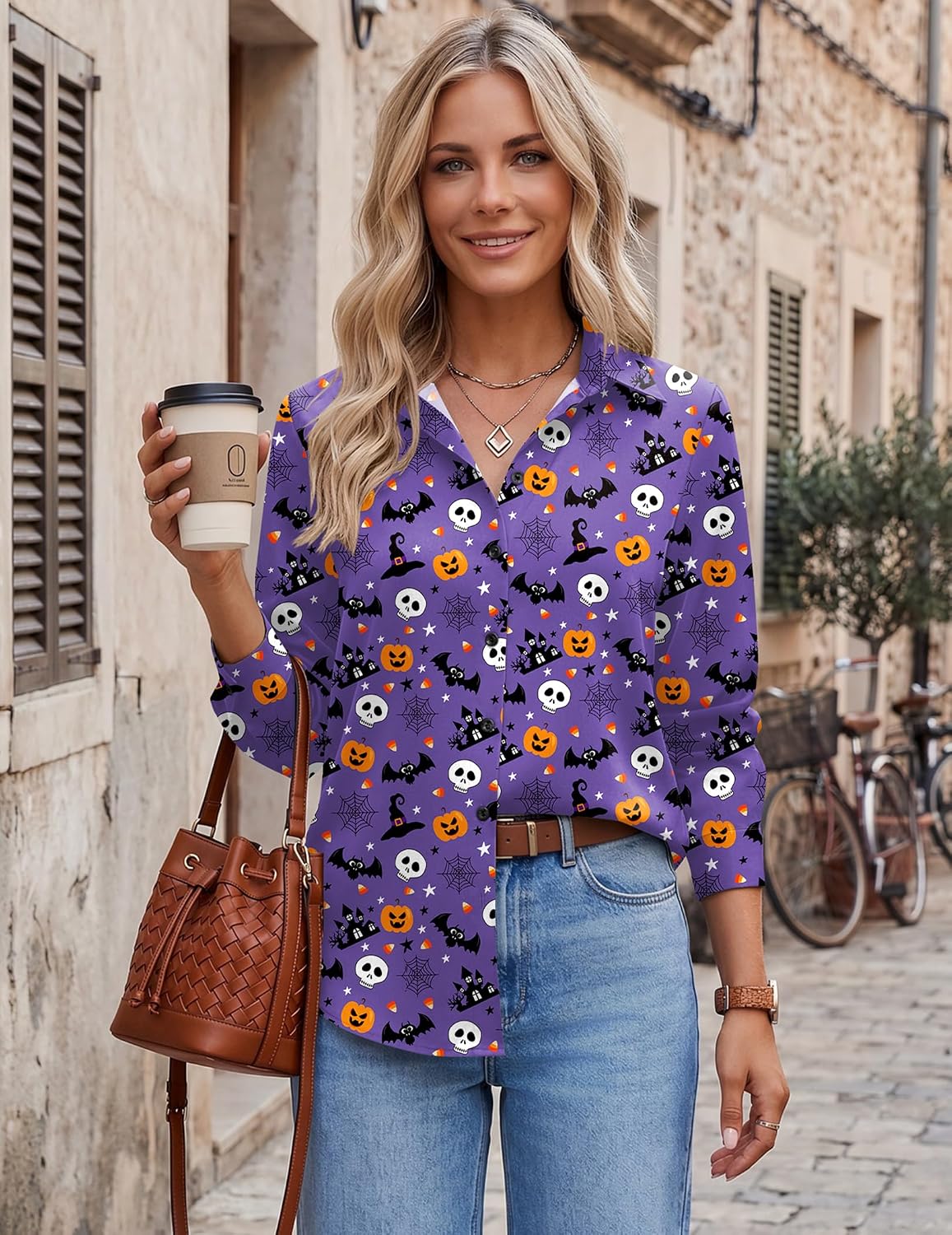  Blouses for Women Dressy Casual Long Sleeve Button Down Shirts Tops thumbnail