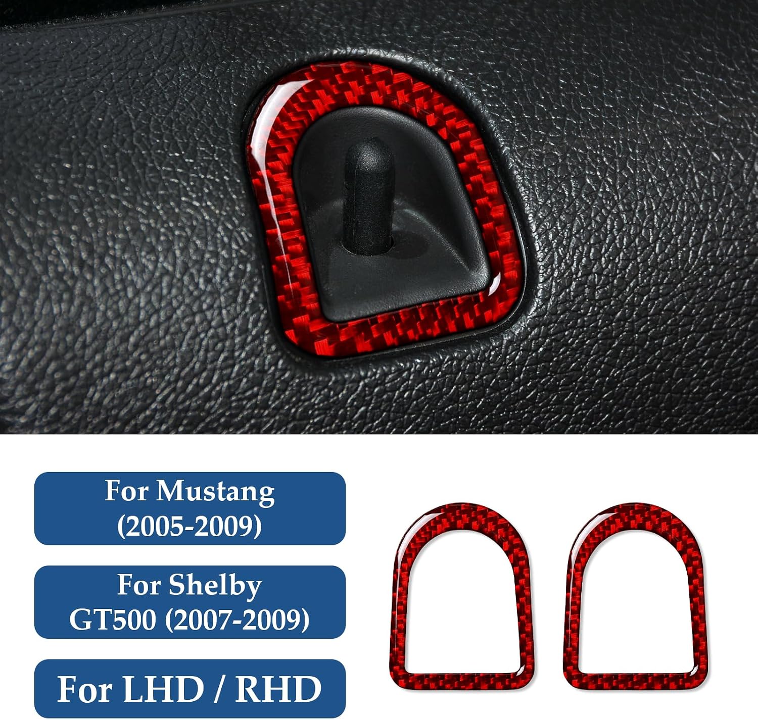 Carbon Fiber Decal Interior Trim Car Door Lock Pin Knob Sticker Accessories for Ford Mustang GT Shelby 2005 2006 2007 2008 2009 S197 Accessories