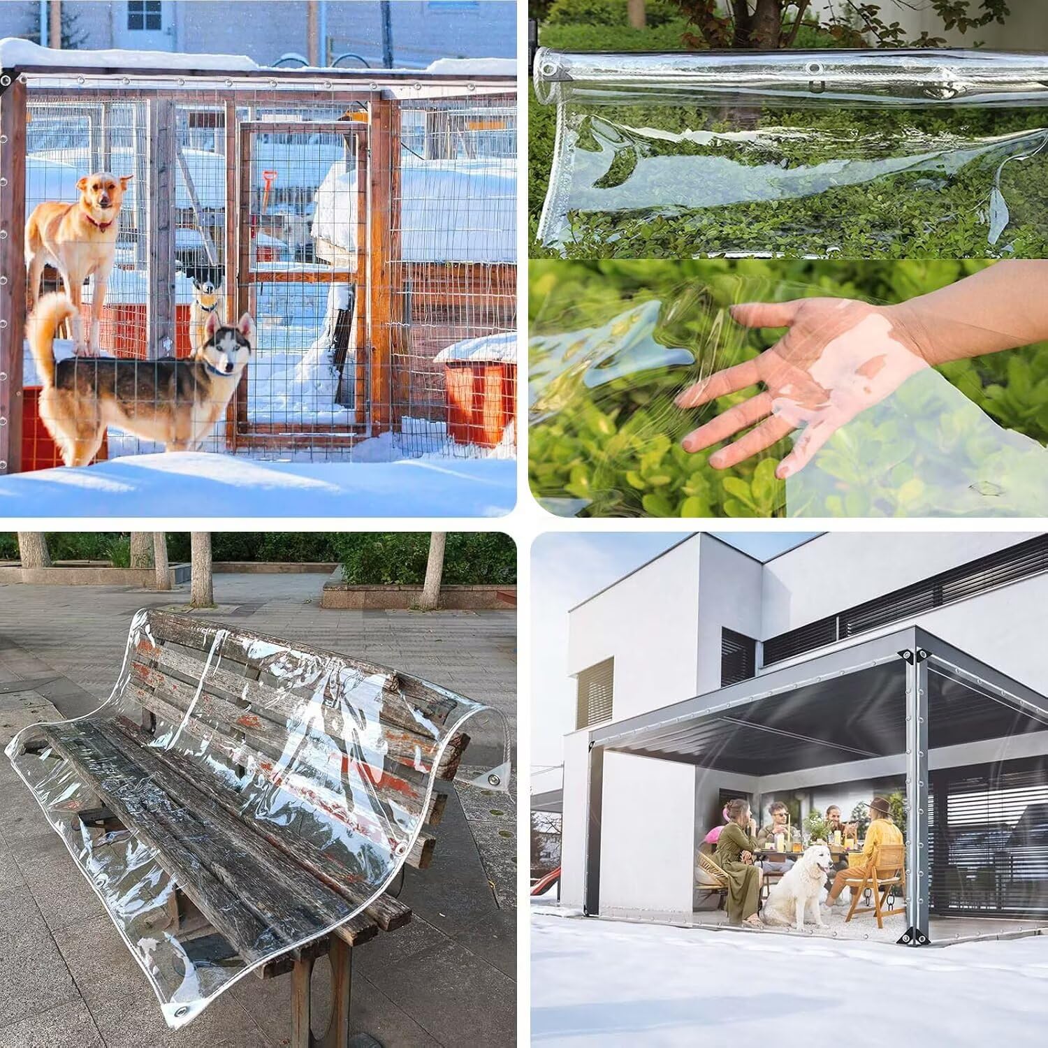 8.5mx5.2m Plane Transparent Durchsichtig für Außenbereich mit öSen,Wasserdicht,Balkon Regenschutz,Abdeckplane Gartenmöbel,für den Außenbereich einsetzbar regendicht,mit Bindeseil