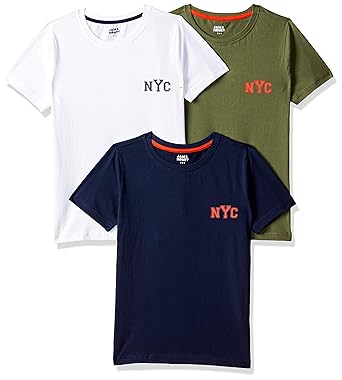 Amazon Brand - Jam & Honey Boys Plain Regular fit Cotton T-Shirt