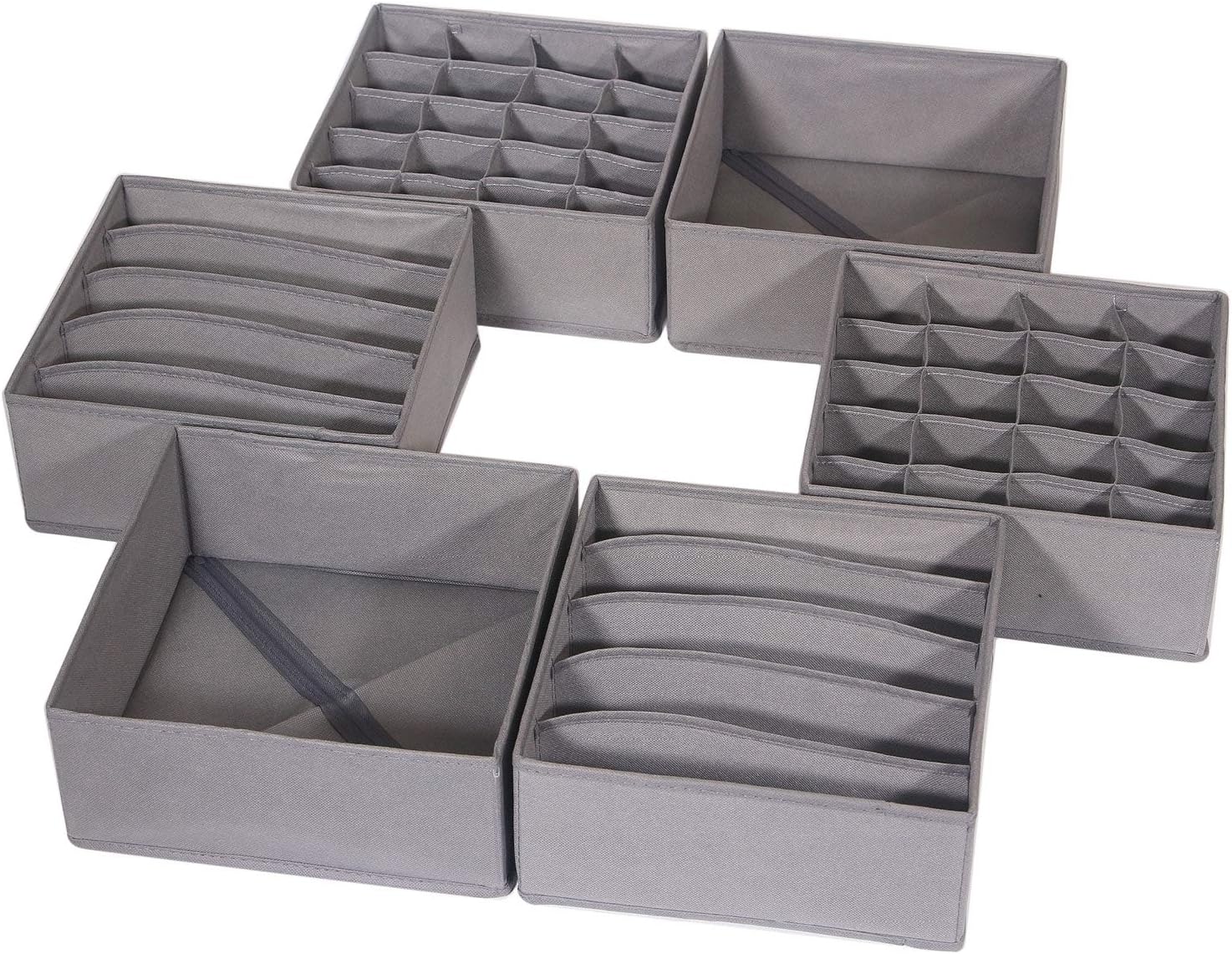 DIOMMELL 6 Pack Foldable Cloth Storage Box Closet Dresser Drawer Organizer Fabric Baskets Bins Containers Divider for Clothes Underwear Bras Socks Lingerie Clothing, M Grey 22-2000 DIOMMELL 6 Pack Foldable Cloth Storage Box Closet Dresser Drawer Organizer Fabric Baskets Bins Containers Divider for Clothes Underwear Bras Socks Lingerie Clothing, M Grey 22-2000