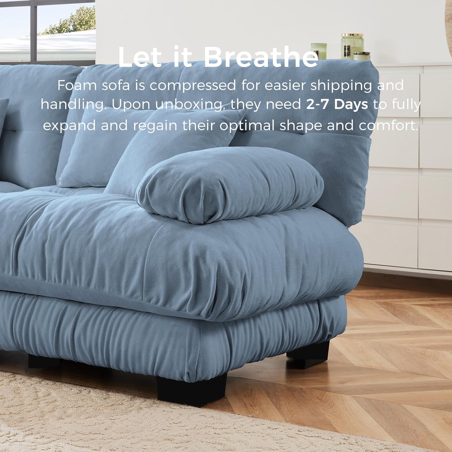 93.7" Cloud Couch Sectional with 4 Pillows, 2-Seat Modular Sofa, Chenille Small Couch, Loveseat Sofa, Deep Seat, for Living Room, Apartment