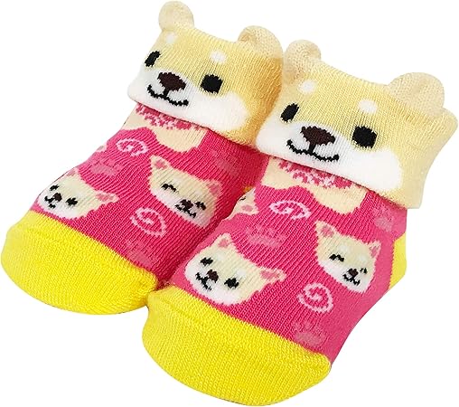 Amazon Co Jp 旅するマメしば 白 まめこ ベビーソックス 赤ちゃん 靴下 柴犬 豆柴 かわいい オシャレ 癒し 服 ファッション小物
