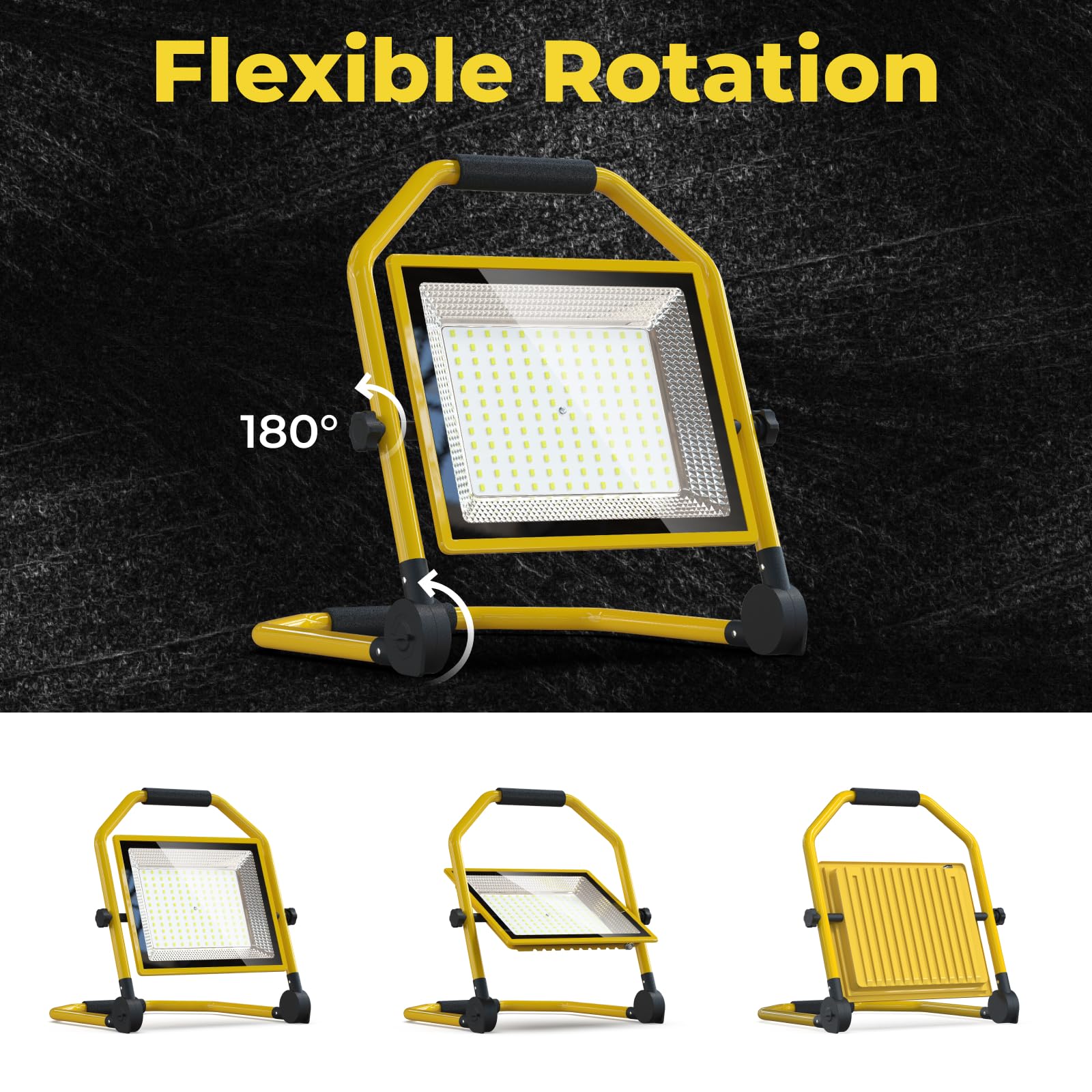 LED Baustrahler mit 16500 Lumen, 16FT Kabel, 6500k, Wasserdicht, Verstellbarer Ständer Ideal für Innen und Außenwerkstätten, Garagen und Baustellen (150W)