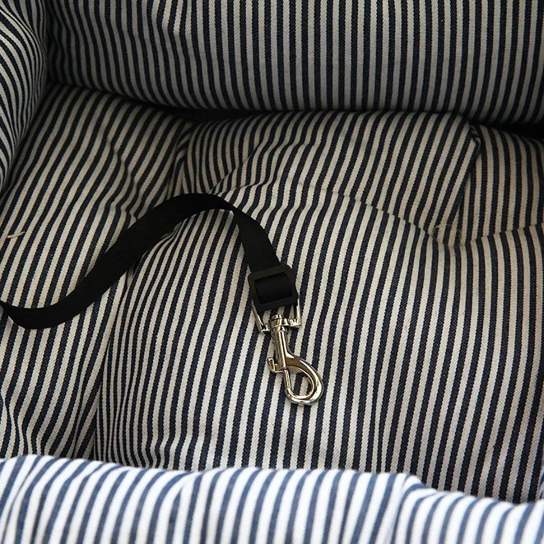 BLOBLO Dog Car Seat Pet Booster Seat Pet Travel Safety Car Seat Dog Bed for Car with Storage Pocket (Coffee Stripe) : Pet Supplies