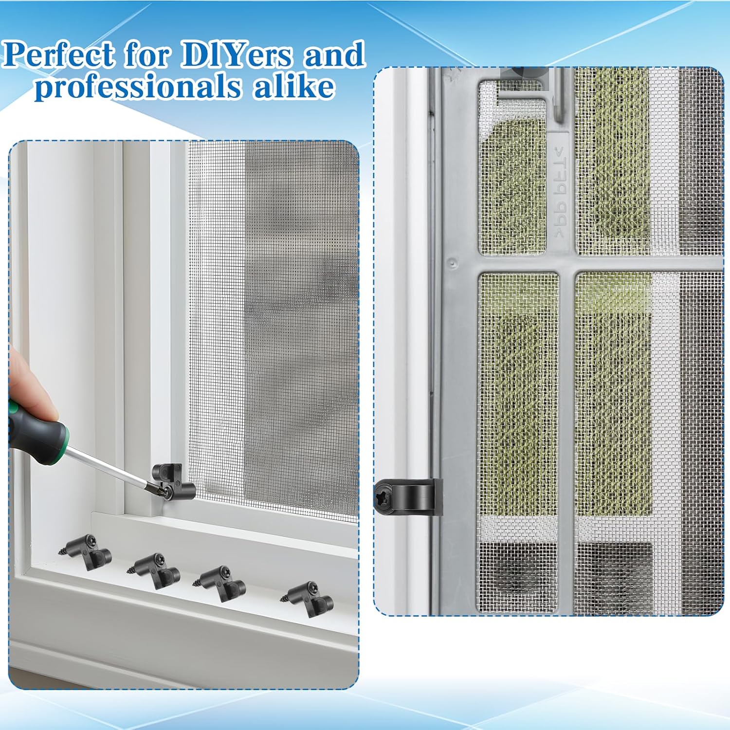 24PCS 3/8Inch Window Screen Clips with Screws, Storm Window Clips, Removable Offset Windows Clip for Fastens Winter Windows Screens, Storm Panels, Screen Door Clip