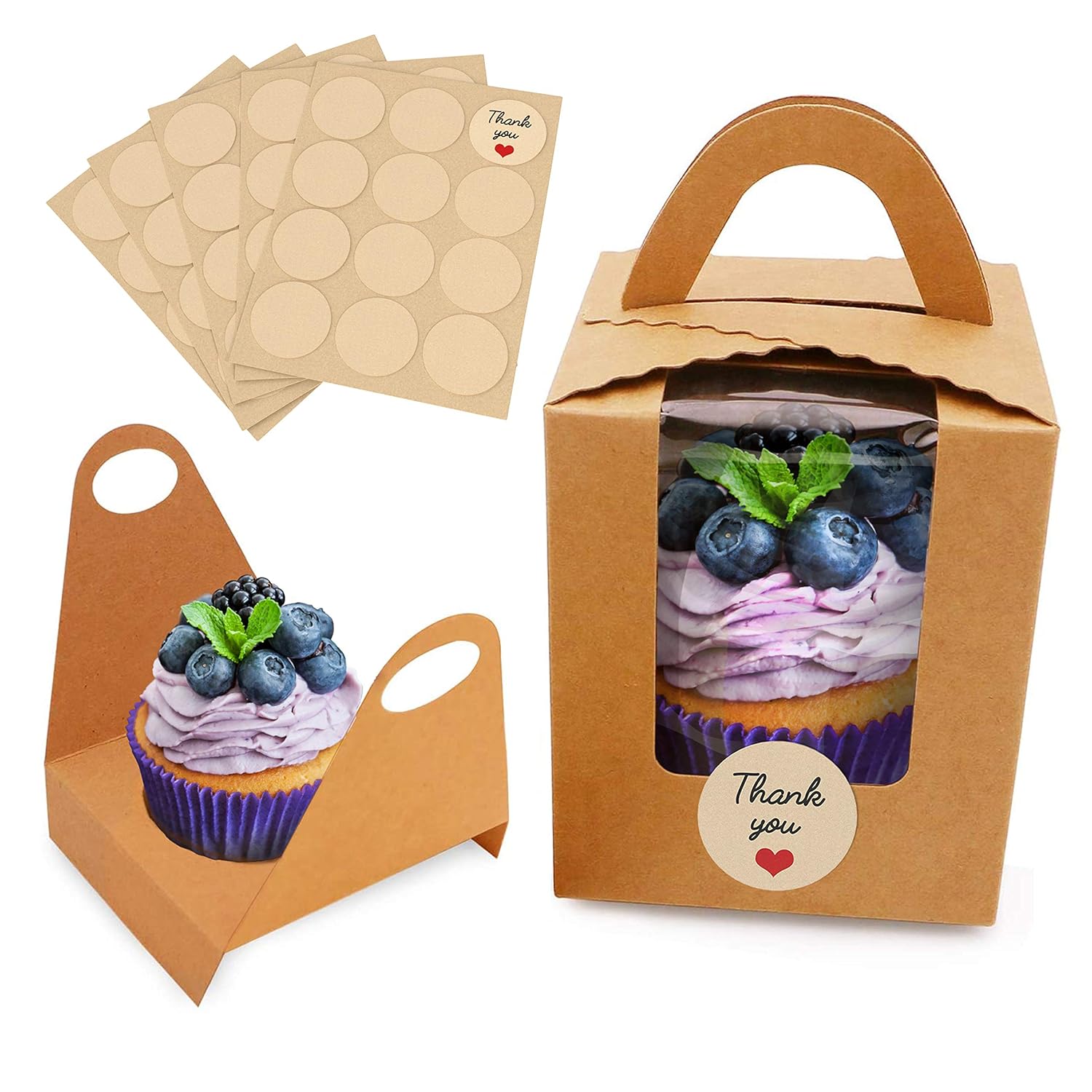 Single Cupcake Boxes 60 Pack Individual Cupcake Boxes with