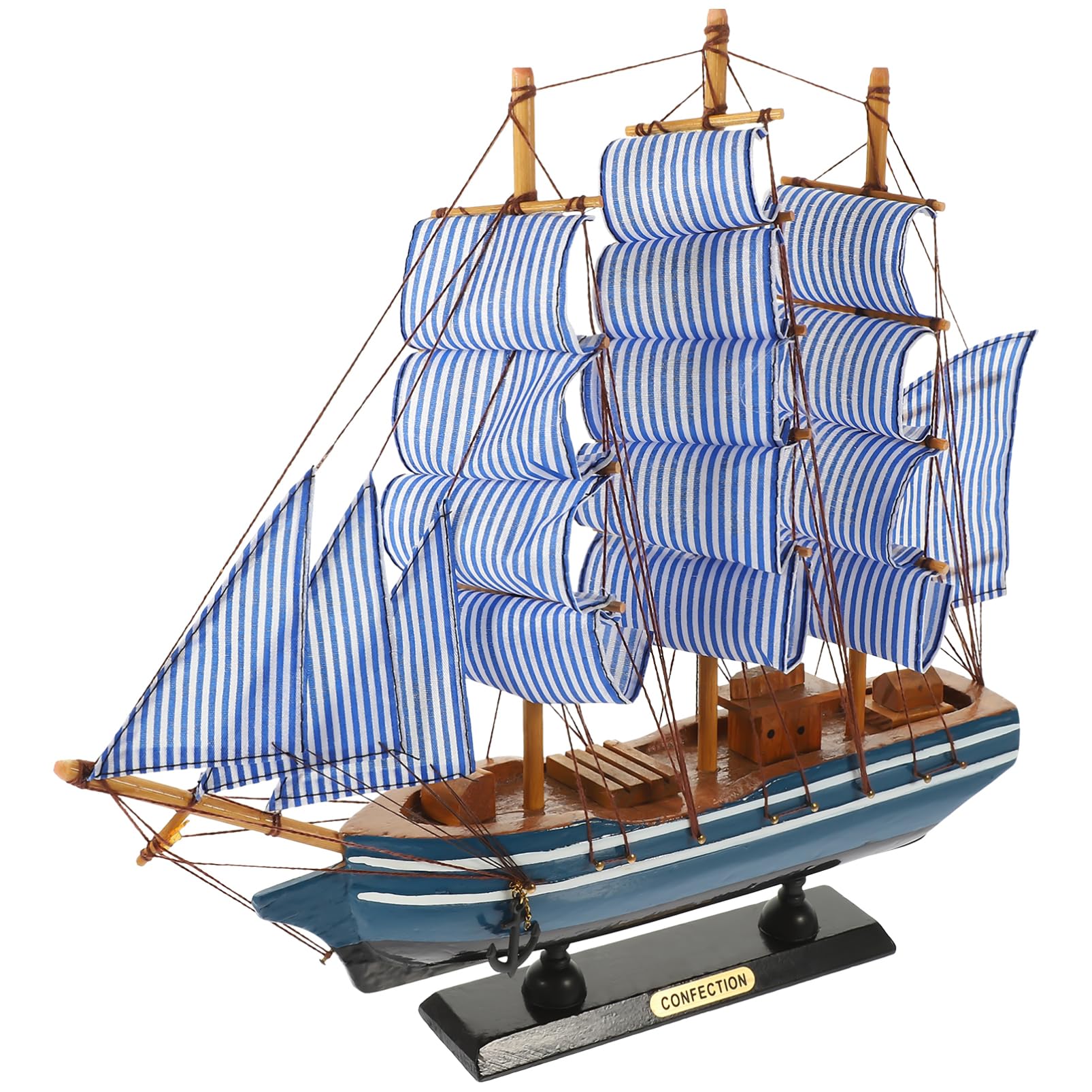 Vaguelly Decorative Wooden Sailboat Model Nautical Unique Interior Decoration for Home Office Present for Sailing Enthusiasts