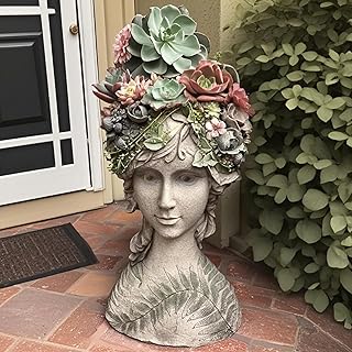 DiliComing Head-Planter Face-Planters Pot - 10 Inch Flower Pots Outdoor ...
