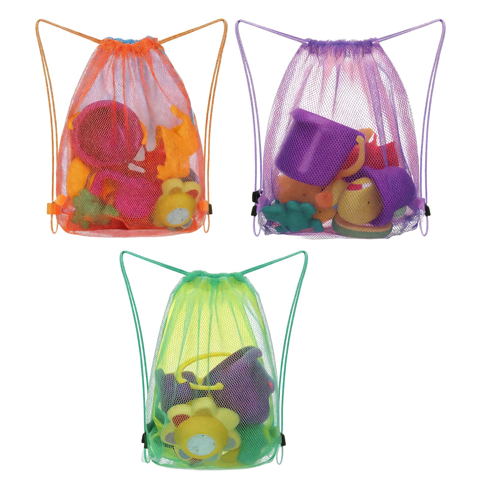 3PCS Kids Outdoor Beach Toy Organiser Bag Waterproof Nylon Drawstring Backpack Sand Toy Storage for Pool Play Beach