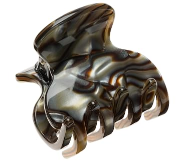 France Luxe Little Riley Claw Clip for Women, Onyx | Fits Fine to Thick Hair, Handcrafted in France, Cellulose Acetate, Added Grip for Everyday Styling