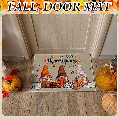 Miniatura 2 de 3 tapetes de otoño para puerta delantera, 24 x 16 pulgadas, gnomo de bienvenida para Halloween, Acción de Gracias, Navidad, antideslizantes, de