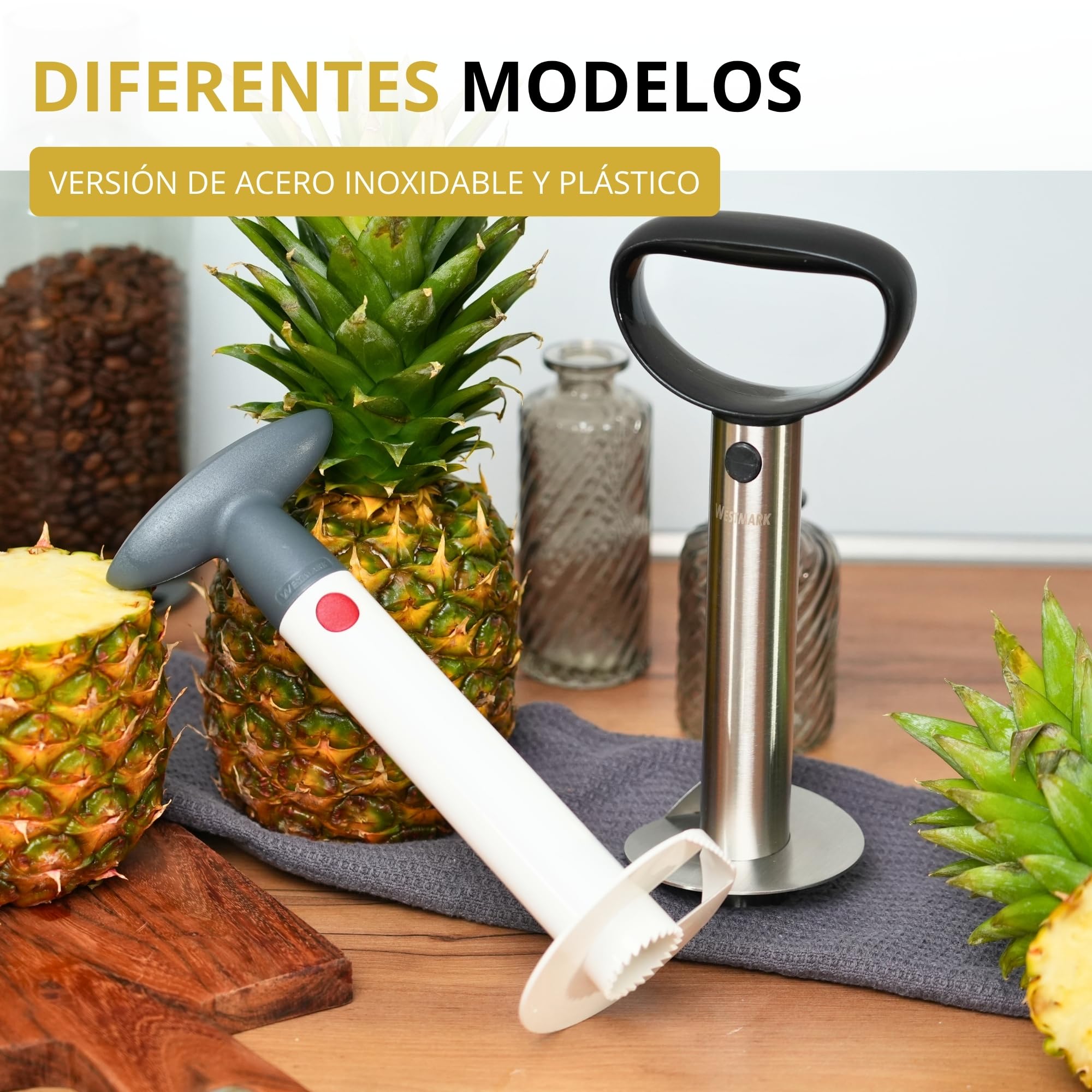 Westmark Cortador de piñas acero inoxidable, ø 8,5 cm, Acero inoxidable/plástico, Plata/negro, 51692260