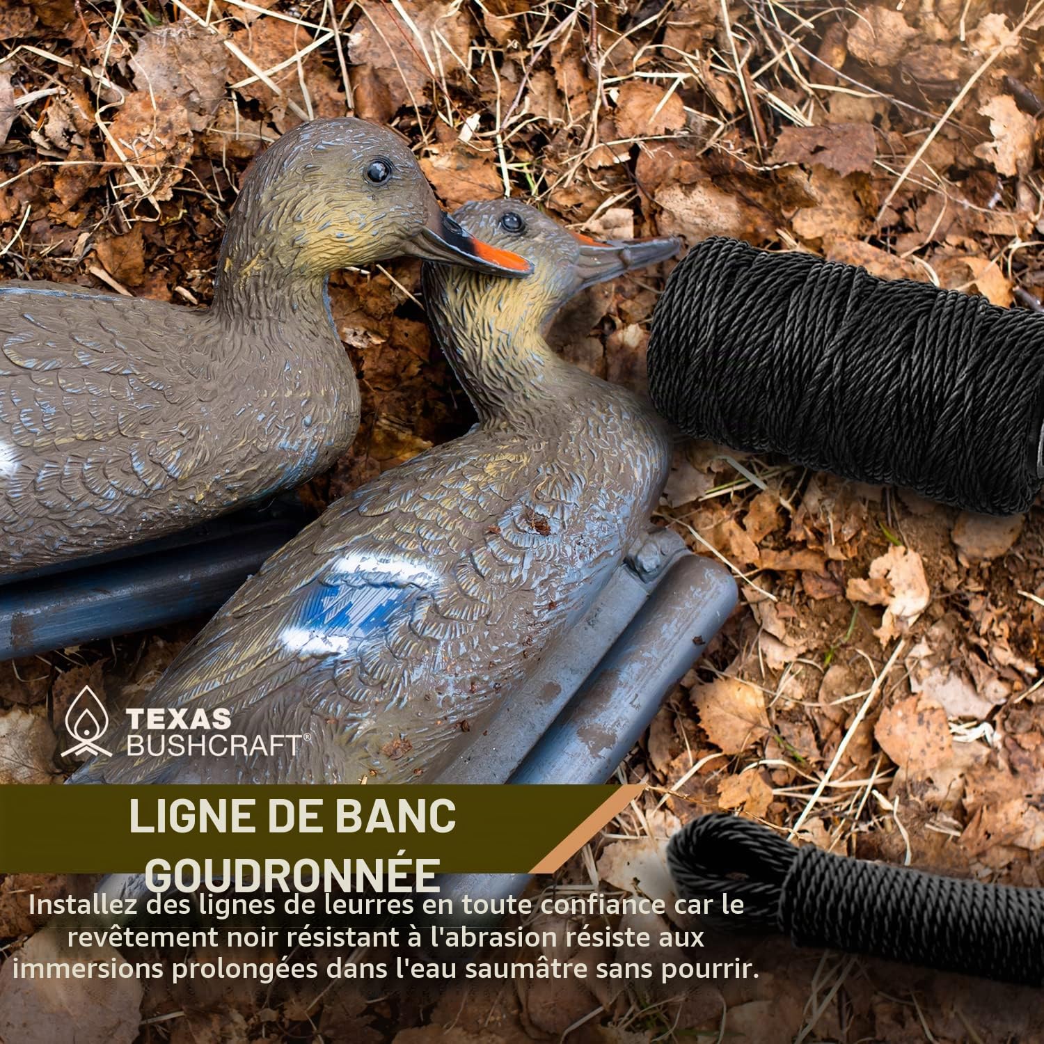 Texas Bushcraft Ficelle torsadée goudronnée en Nylon Noir #36 pour la pêche, Le Camping et la Survie en Plein air – Cordon de Ligne de Banque Solide et résistant aux intempéries pour trotline et Fil