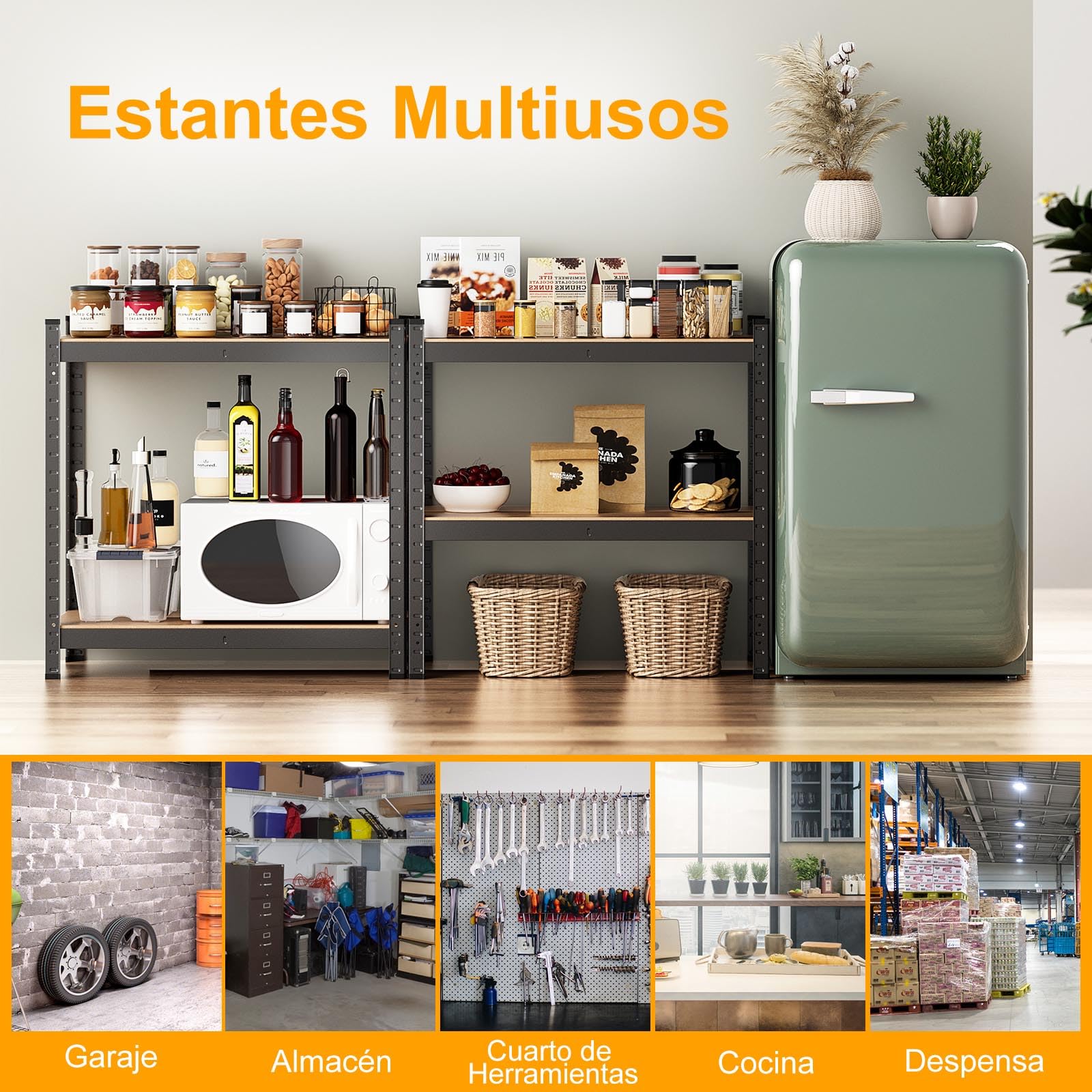 COSTWAY Estante de Almacenamiento para Garaje de Metal y MDF de 4 Niveles Estantería Pesado 80 x 40 x 160 cm Estante Servicio de Taller (Negro)