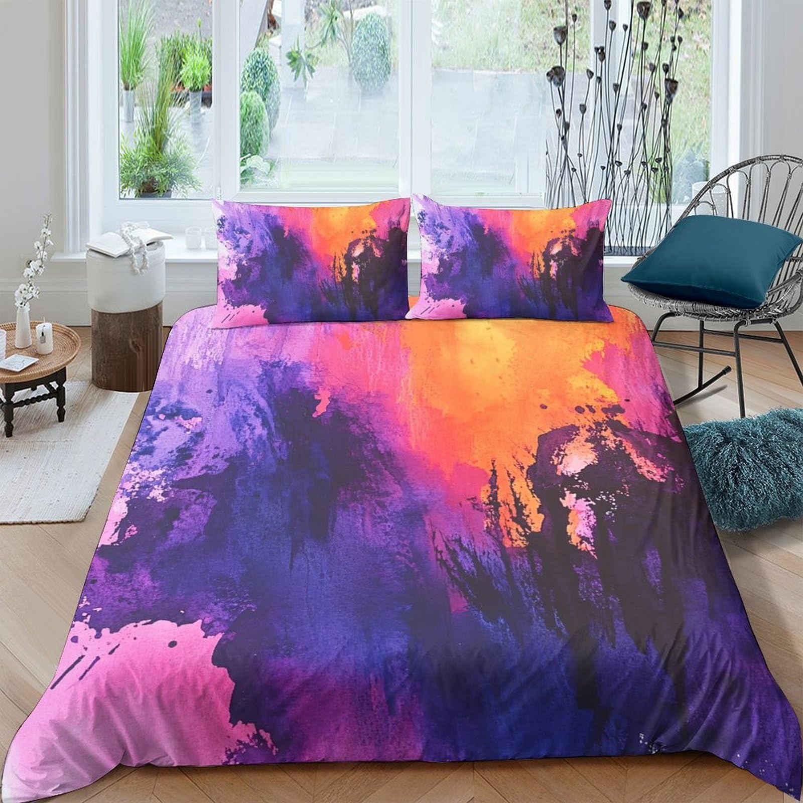 Ctjqhvkz Style-7 3D Printed Sunset Aurora Fitted Sheet Microfiber Soft Breathable Nebula Mattress Cover For Bedroom Dorm Decor Single（135X200cm）