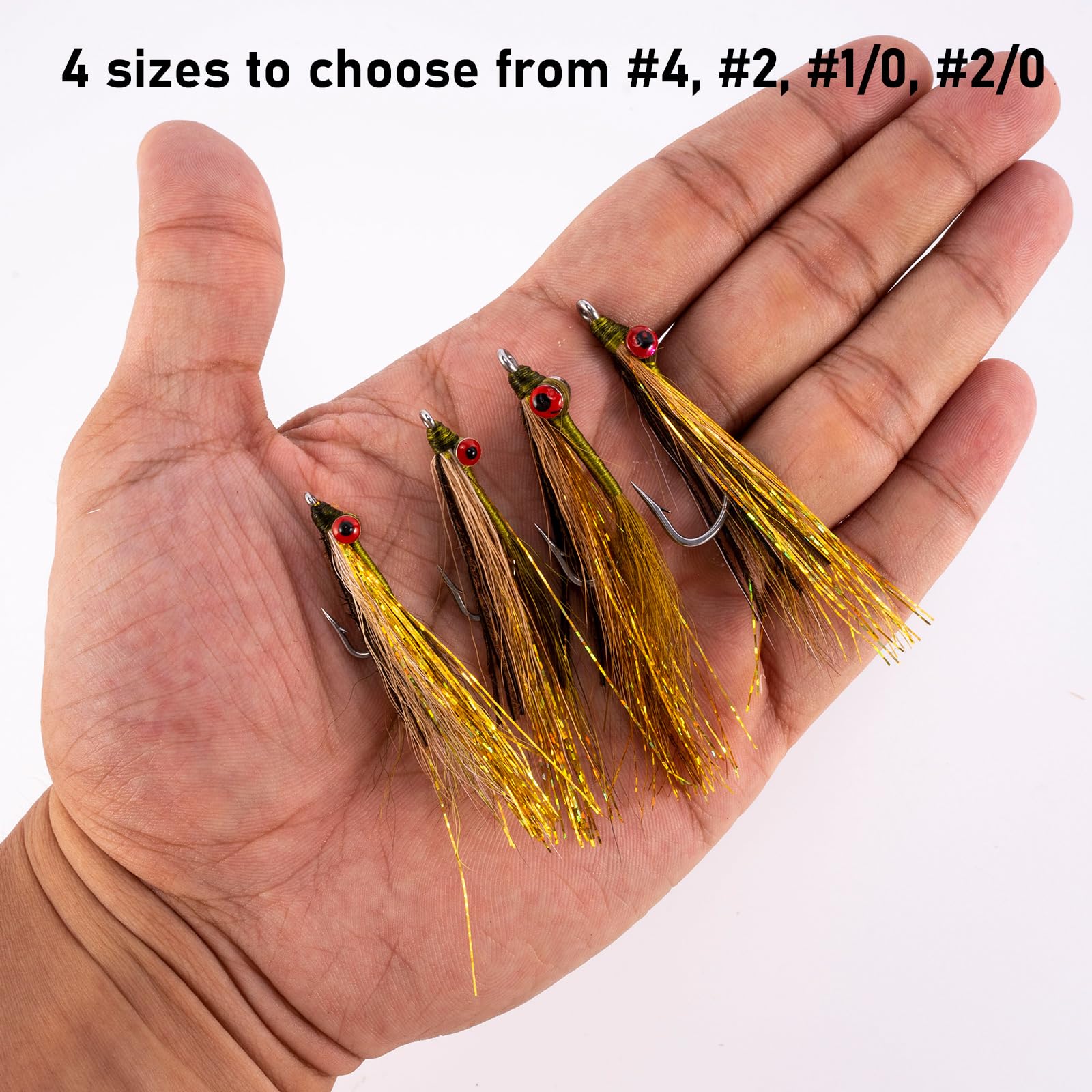 Dr.Fish Clouser Minnow - Paquete de 6 moscas de pesca con mosca artificial para pesca con mosca, cebo, lubina, anzuelo de pesca de agua salada, moscas de pesca de agua dulce, señuelos de pesca de