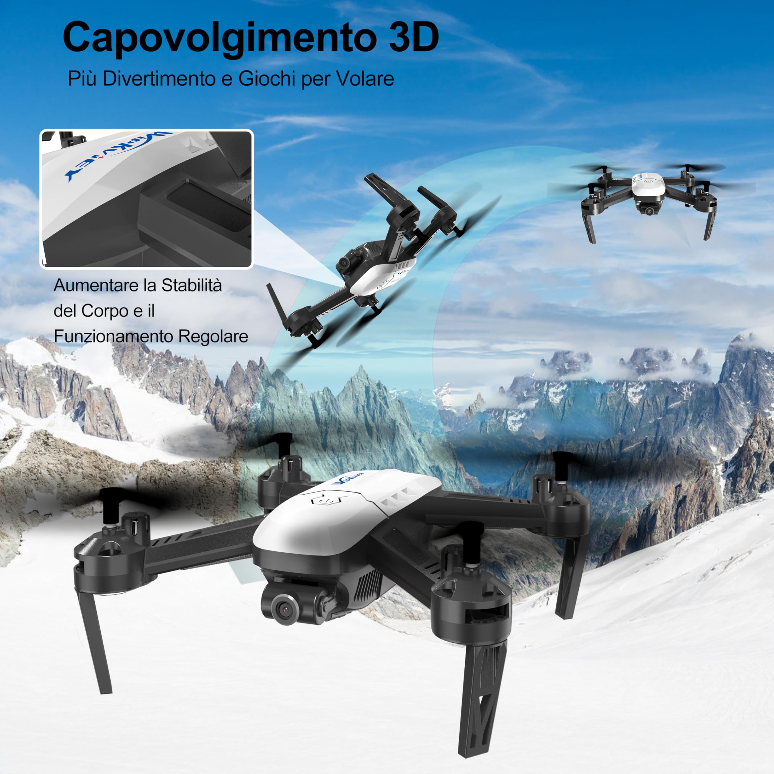 Wipkviey T6 Drone con Telecamera 1080P HD FPV-Droni Professionale per Bambini e Principianti, Con Video WiFi Live Quadcopter RC con 2 Batterie 30 Mins, Giocattolo per Ragazze e Ragazzi