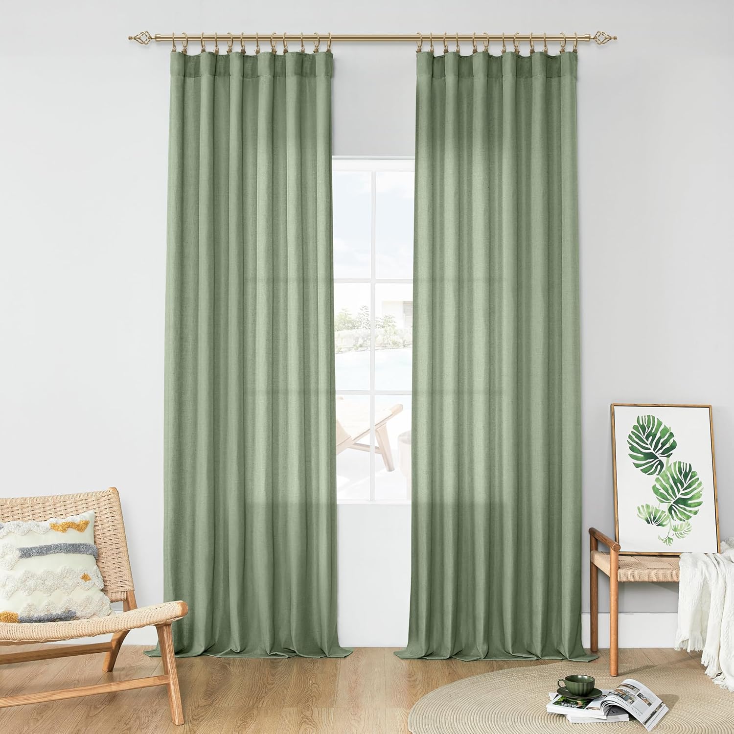 Lehome Sage Green Curtains 84 Inch Length for Living Room 2