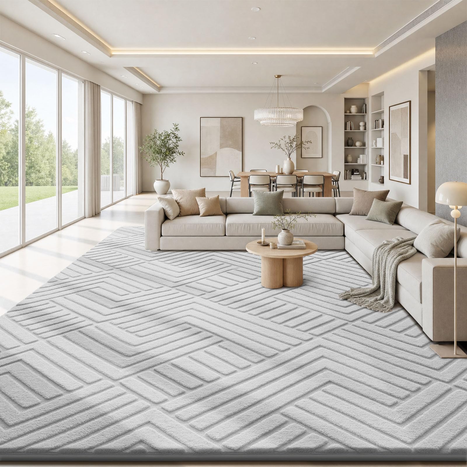 Treeboy Large Area Rugs For Living Room 140X200cm Light Grey Bedroom Carpet