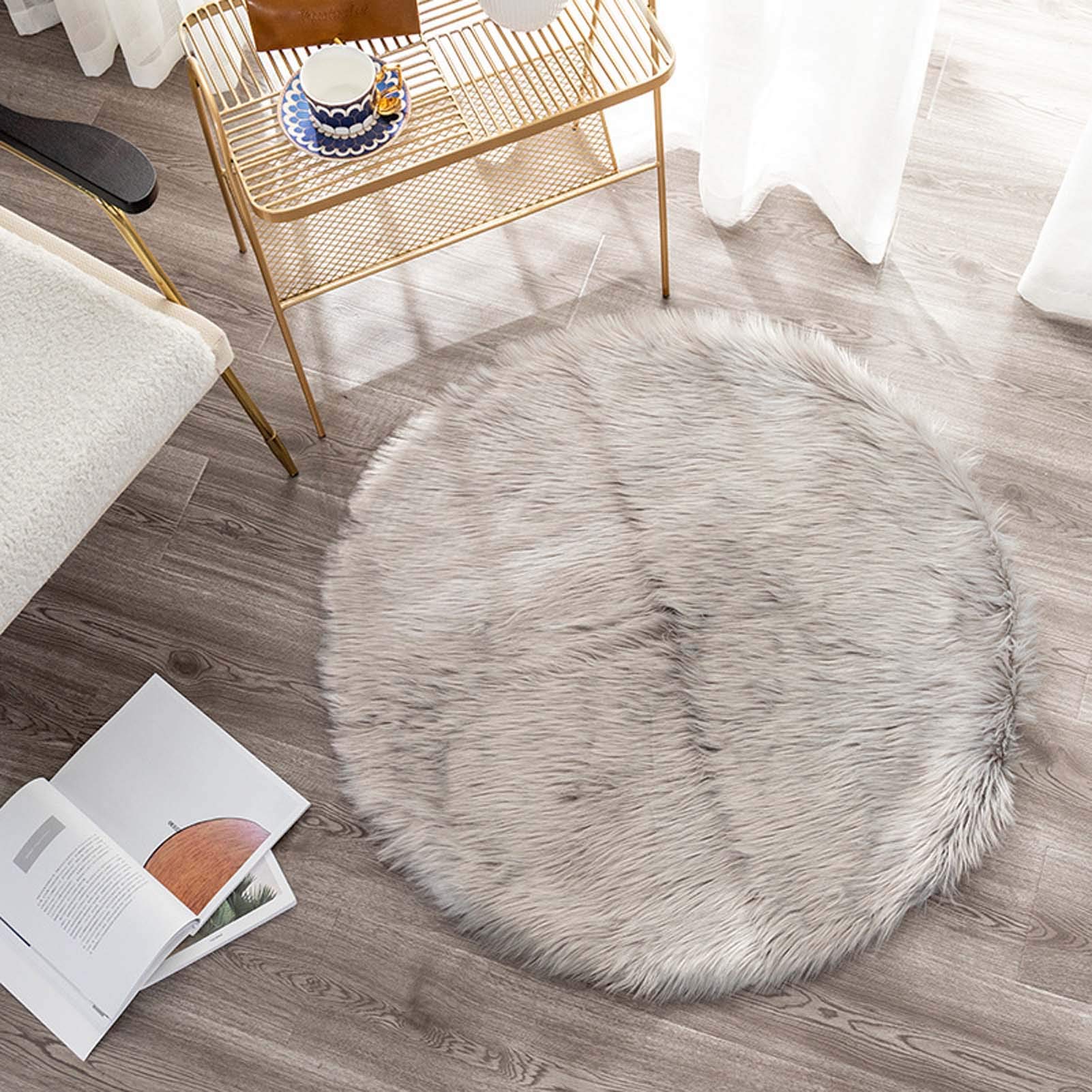 Faux Peau de Mouton en Laine Tapis 100cm, Tapis de Fourrure Artificielle, Cozy Sensation comme véritable Imitation Laine Tapis, Man-Made Laine Tapis de Canapé Coussin