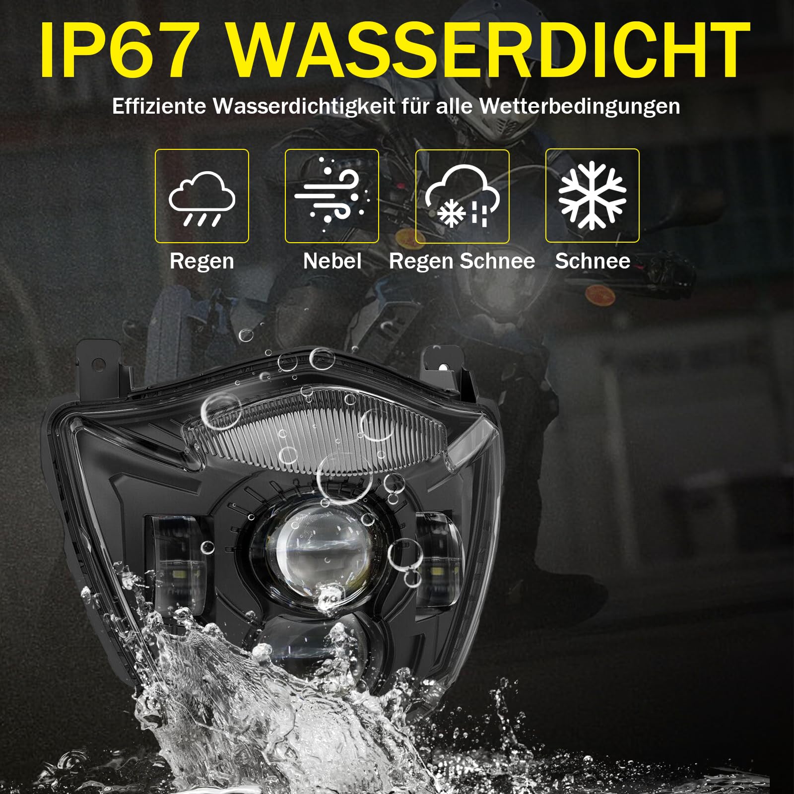 LED Motorrad Scheinwerfer E-geprüft Mit Tagfahrlicht Fern- und Abblendlicht für Yamaha XT660X 2004-2006 XT660R 2004-2016