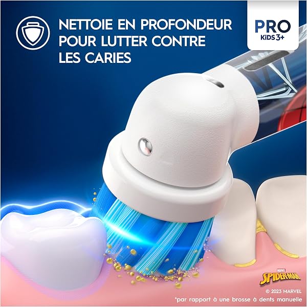 Oral-B Pro Kids Spider-Man Marvel Children's Electric Toothbrush, Round Toothbrush for Small Mouths and Soft for Sensitive Gu - 1