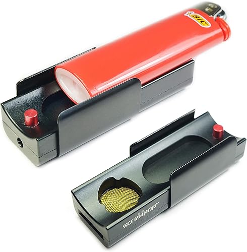 Hit Kit - Soporte compacto estándar para encendedor BIC y almacenamiento personal de aluminio anodizado de grado espacial negro (encendedor no