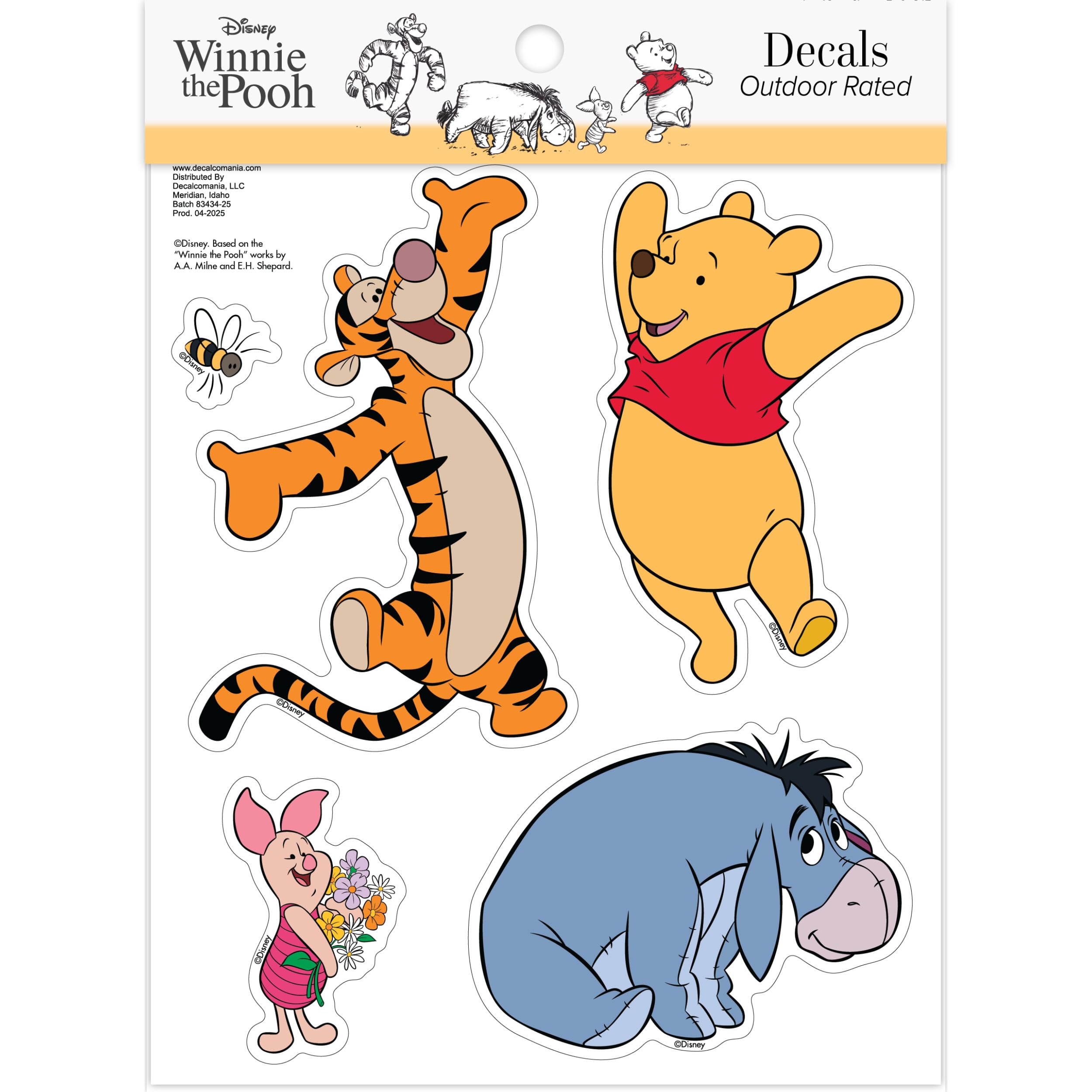 Disney Winnie The Pooh Decals - Set of 5 Pooh Bear Piglet Eeyore Tigger Vinyl Stickers for Car Laptop Computer Kids Water Bottle Outdoor Waterproof