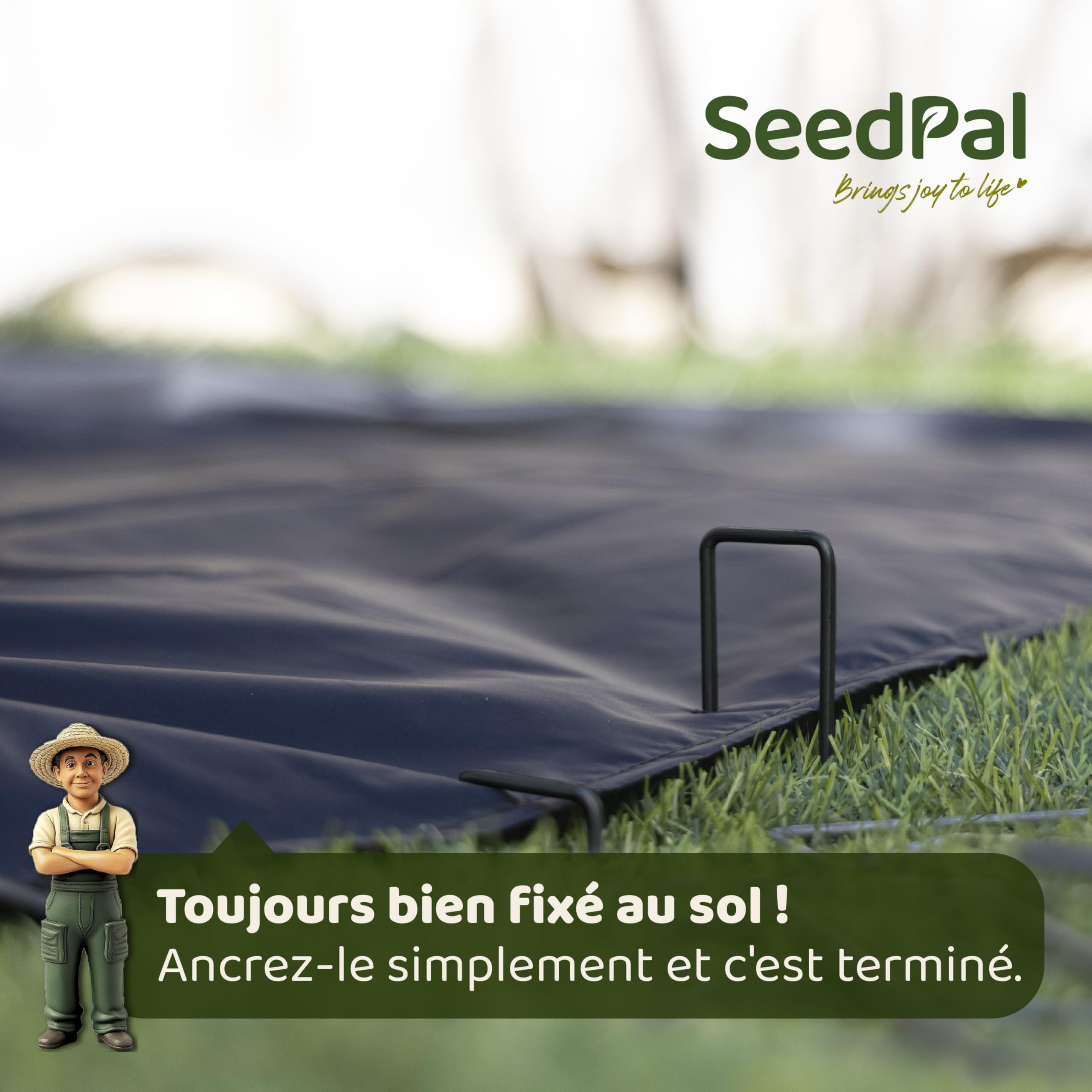 SeedPal Sardines de Fixation en Acier (50 Pièces) - Agrafes de Fixation pour Toile de Paillage, Grillage et Filet - Piquets de Jardin - 150 mm Long, 25 mm Large, Ø 2.7 mm