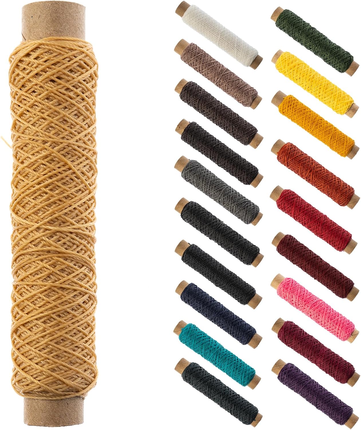 Waxed Thread 3ply Made in USA 75ft (25yd) Bobbin 0.38mm (0.015in), Natural