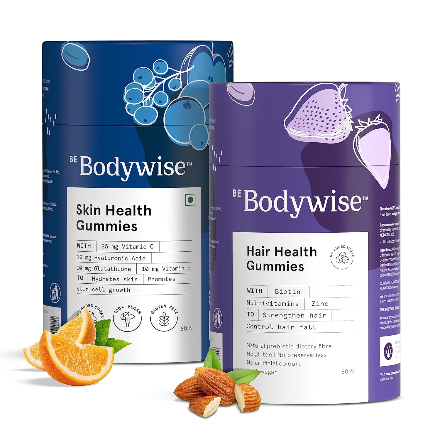 Be Bodywise Gummies for Skin & Hair Combo of 120 Gummies Skin Gummies with Hyaluronic Acid
